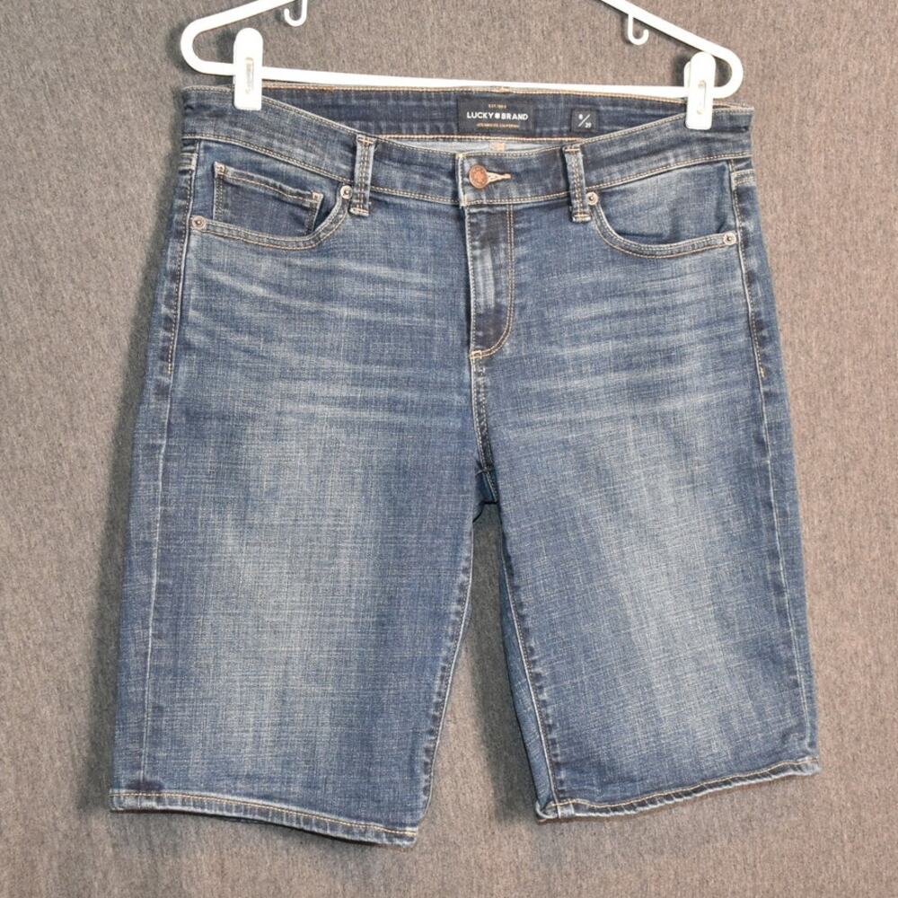 Lucky Brand Women's 8/29 Bermuda Denim Jean Shorts Distressed